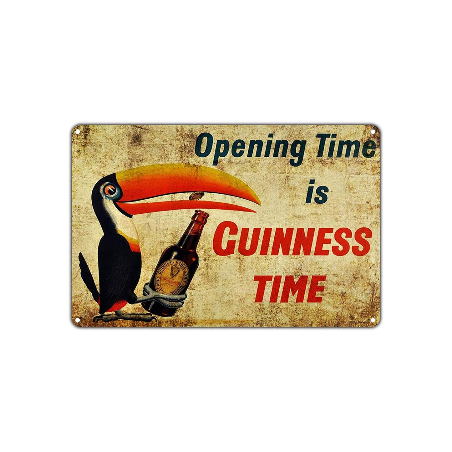 Opening Time Is Guinness Time Beer Happy Hour Vintage Retro Wall Decor Art Shop Man Cave Aluminum