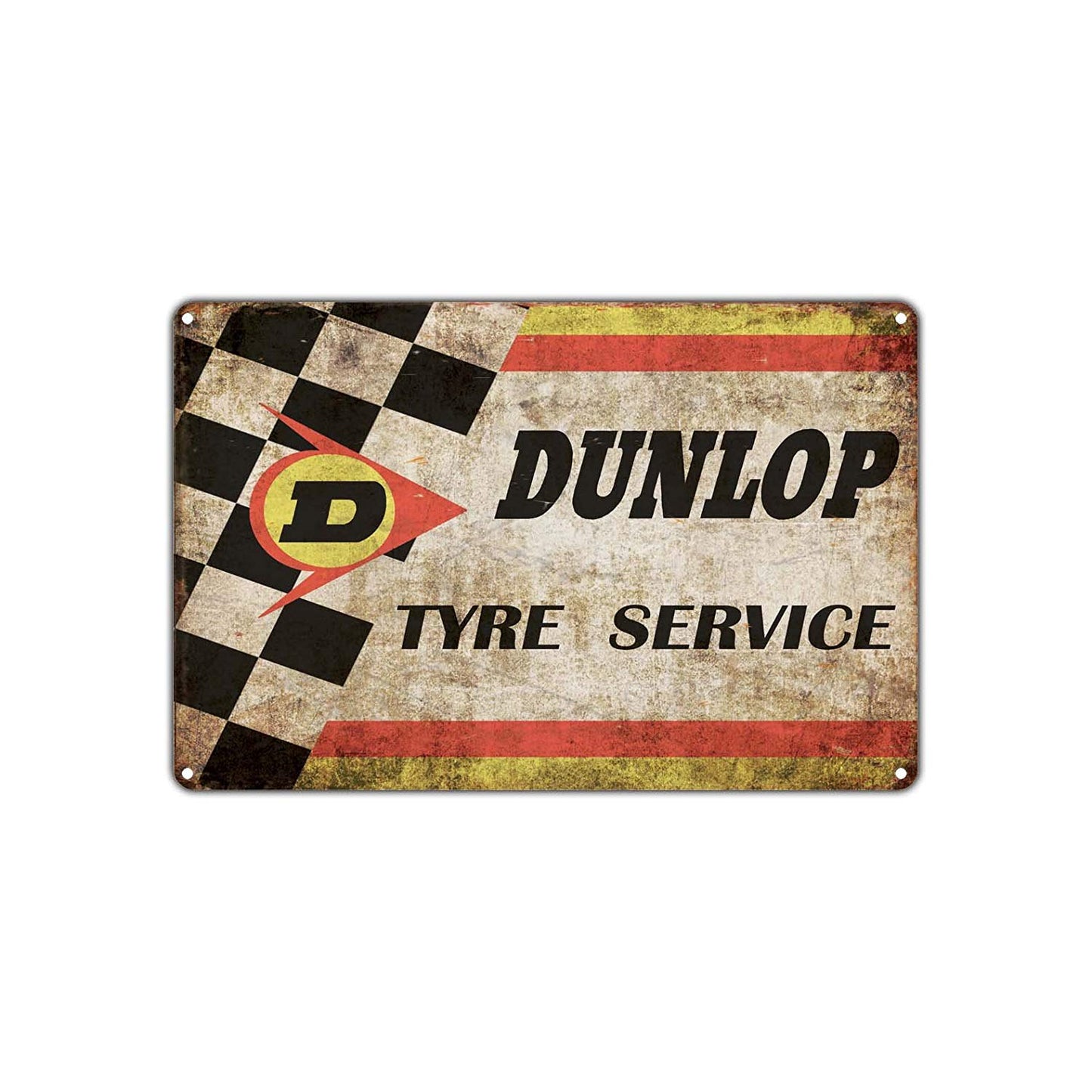 Dunlop Tyre Service Authorized Dealer Tires Auto Shop Vintage Retro Decor Wall Art Shop Aluminum