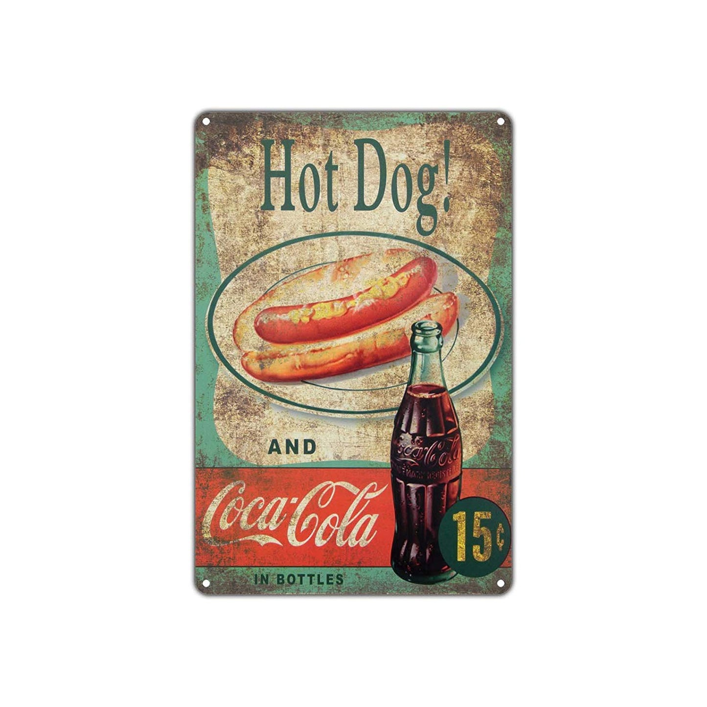 Hot Dog & Coca Cola In Bottles Vintage Retro Wall Decor Art Store Man Cave Bar Garage Aluminum
