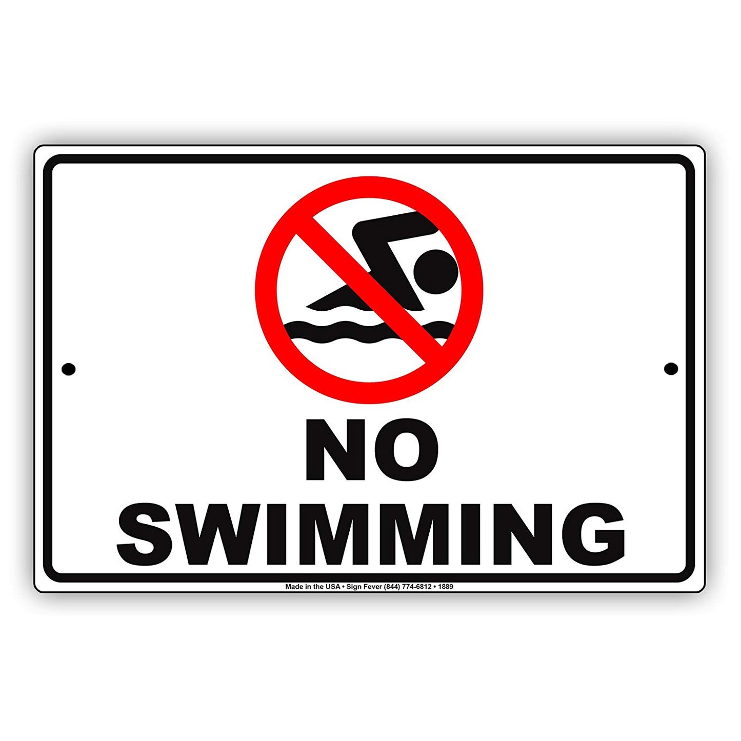 No Swimming With Graphic Restriction Prohibition Alert Attention Caution Warning Notice Aluminum