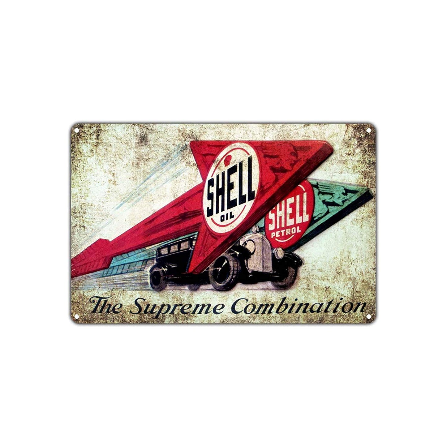 Shell Motor Oil Petrol Supreme Combination Gasoline Vintage Retro Wall Decor Art Cave Bar Aluminum