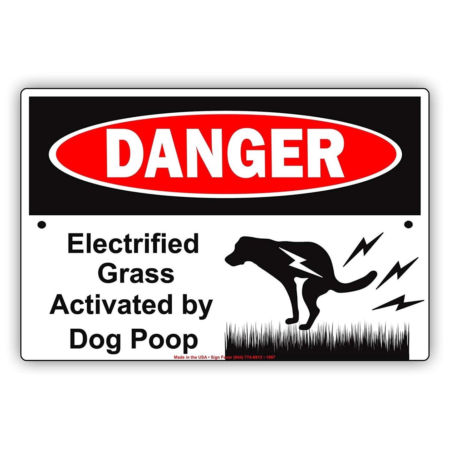 Danger Electrified Grass Activated By Dog Poop Hilarious Caution Alert Warning Notice Aluminum