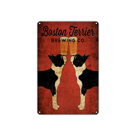 Boston Terrier Brewing Co. Beer Crafting Vintage Retro Wall Decor Art Shop Man Cave Garage Aluminum