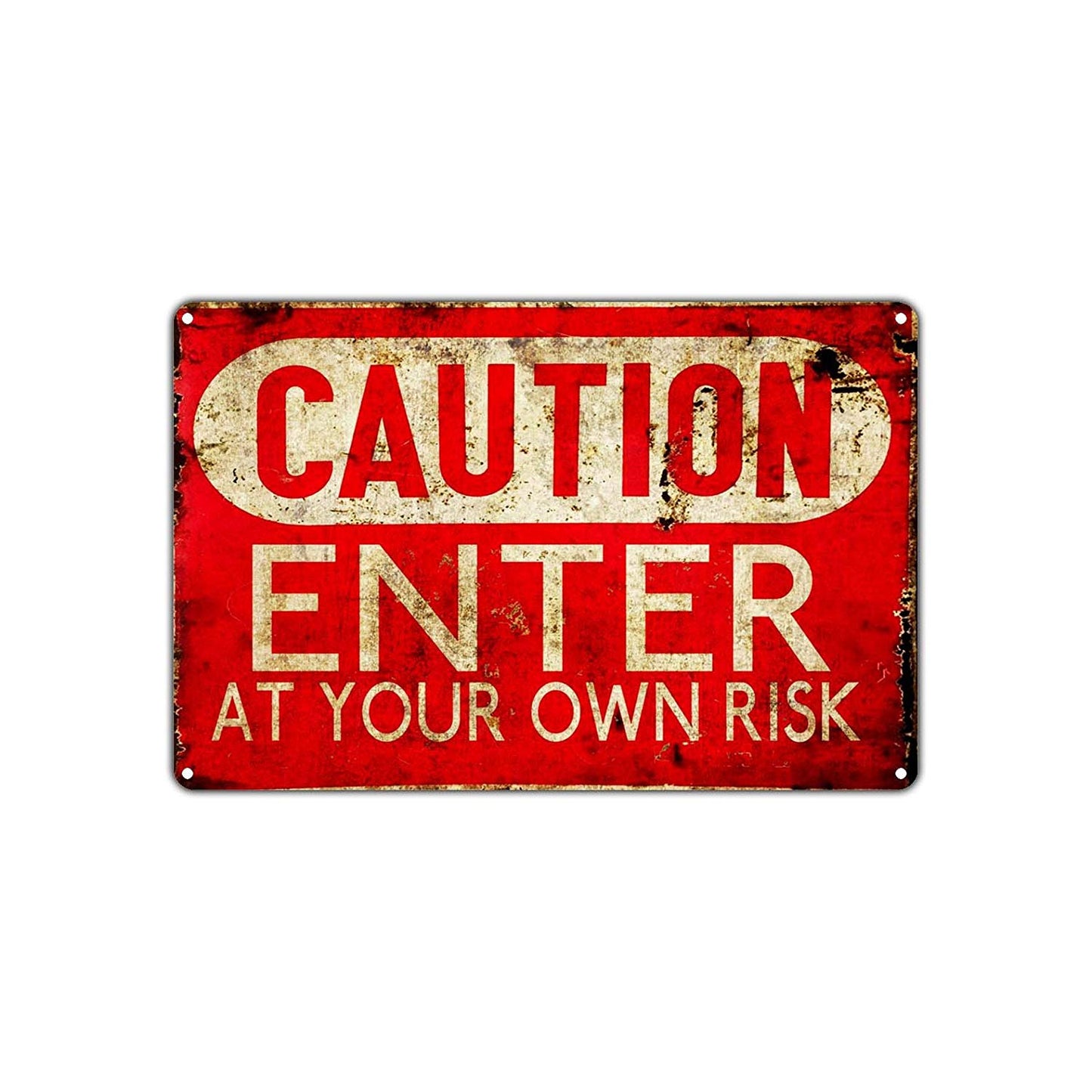 Caution Enter At Your Own Risk Restriction No Entry Vintage Retro Wall Decor Shop Garage Aluminum