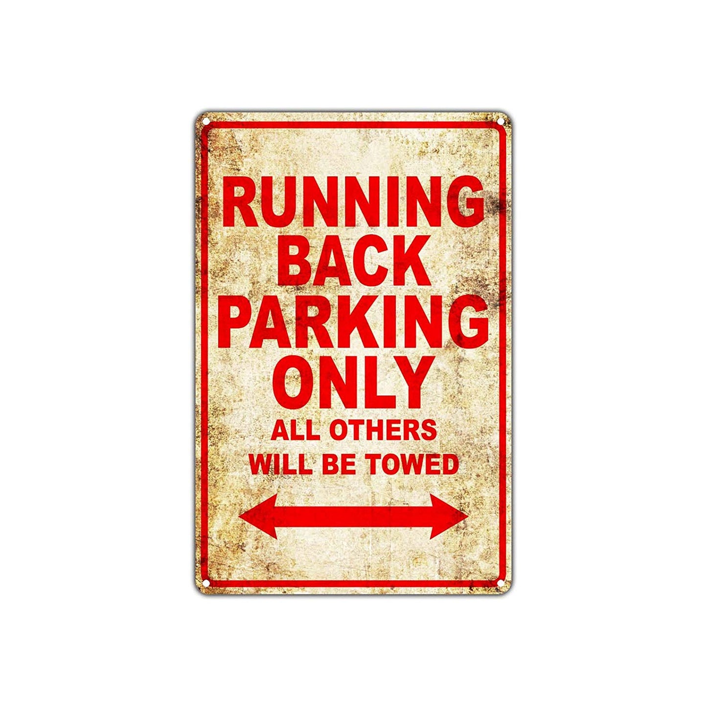 Running Back Parking Only Football Vintage Retro Decor Wall Shop Man Cave Bar Aluminum