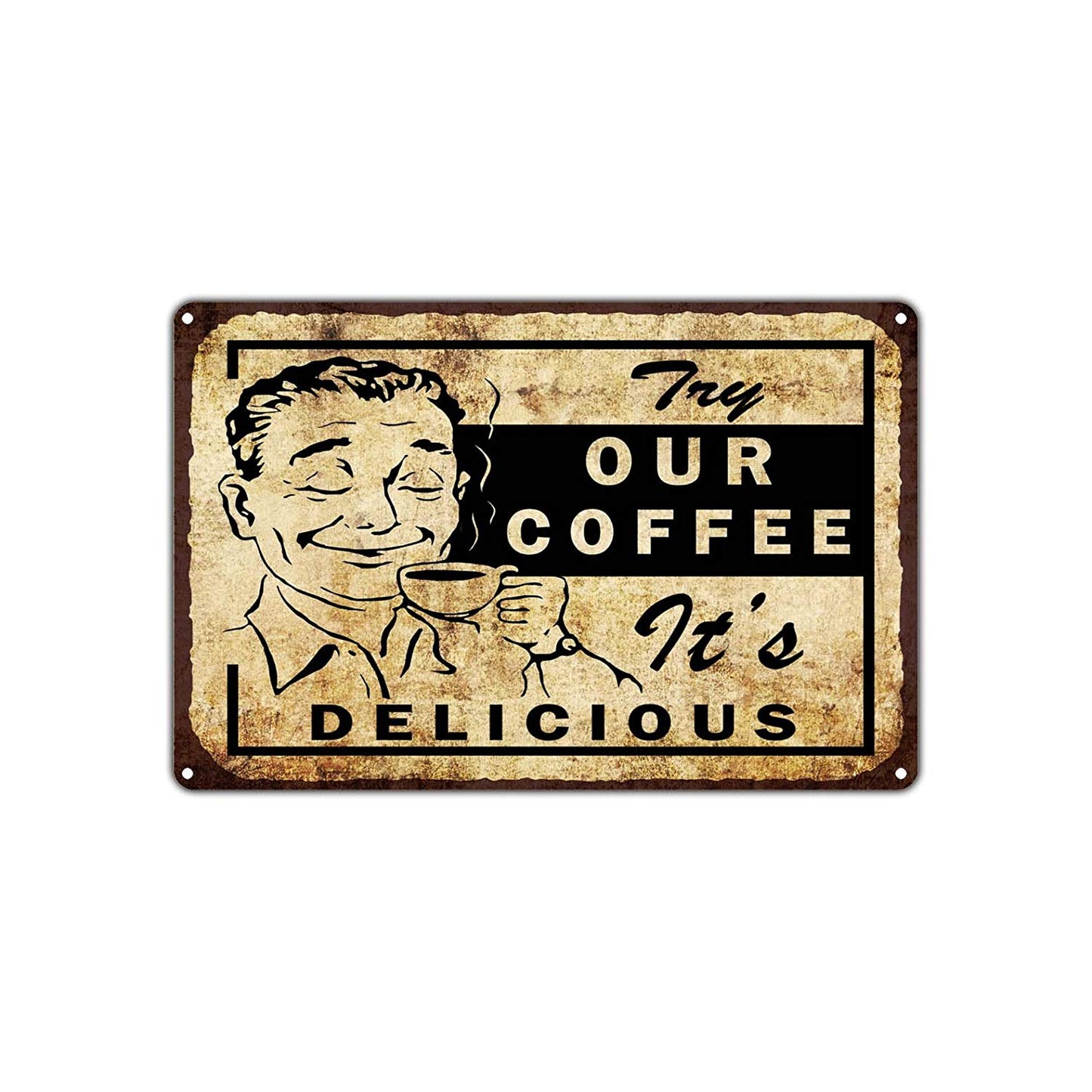 Try our Coffee It's Delicious Vintage Retro Wall Decor Art Shop Man Cave Bar Aluminum