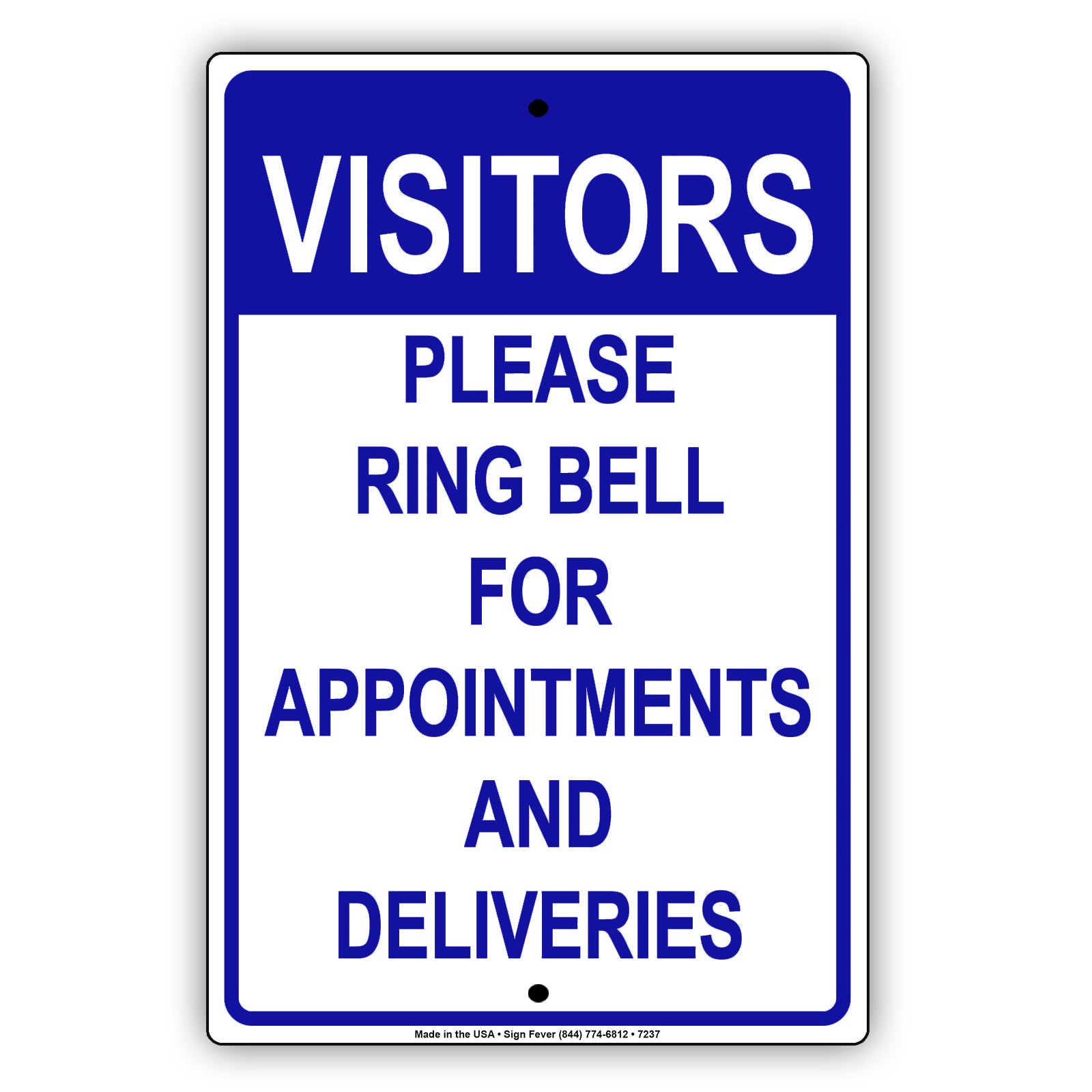 Visitors Please Ring Bell For Appointments And Deliveries Aluminum Metal Sign Plate