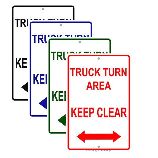 Truck Turn Area Keep Clear Alert Notice Follow The Rules Aluminum Metal Sign Plate