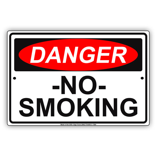 Danger No Smoking Restriction Strictly Prohibited Area Alert Notice Aluminum Metal Sign Plate