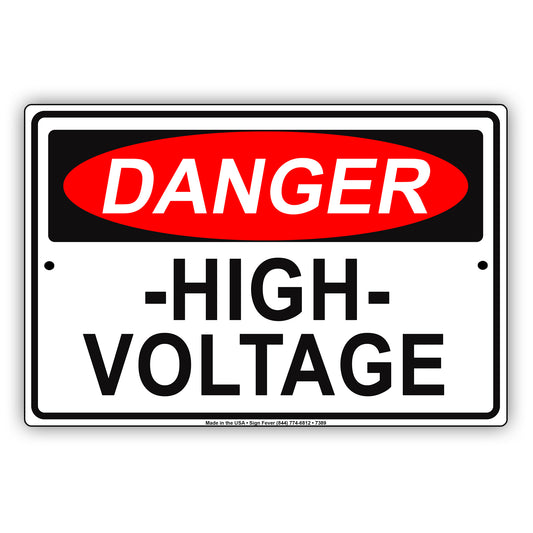 Danger High Voltage Restriction Strictly Prohibited Alert Notice Aluminum Metal Sign Plate