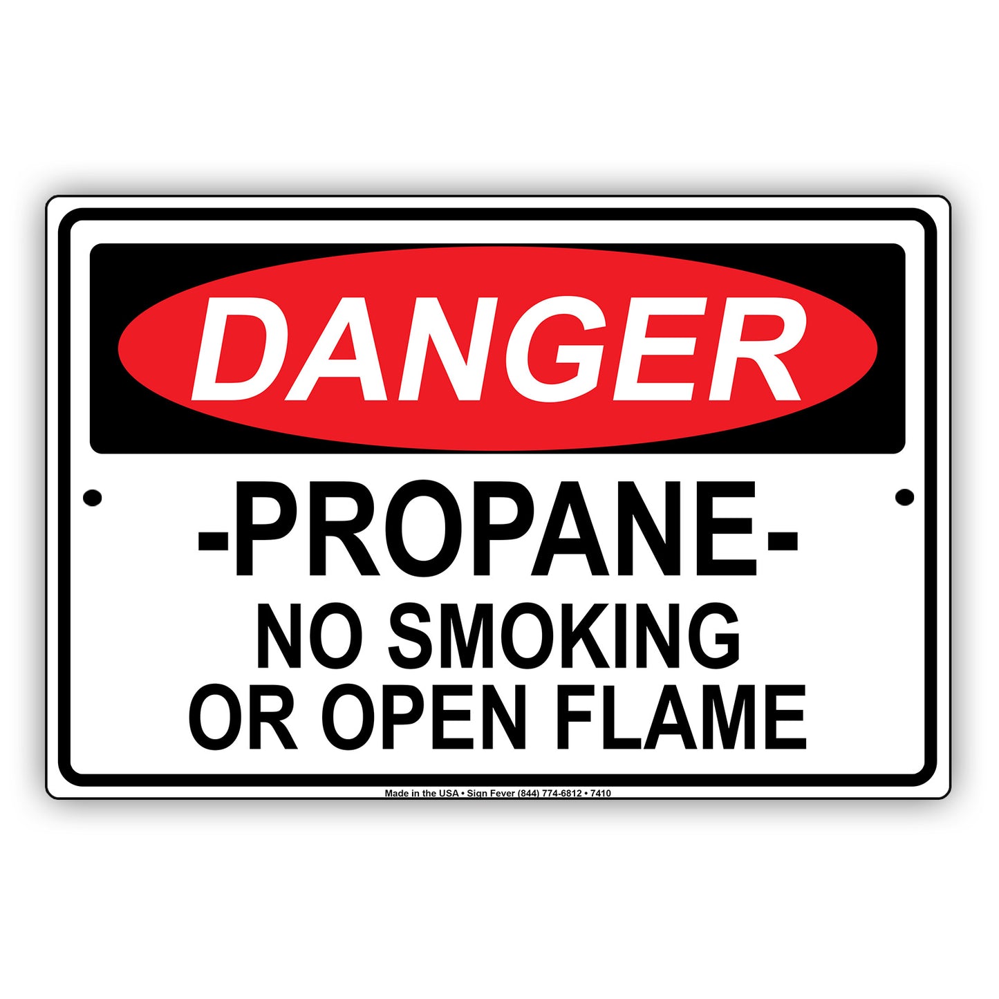 Danger Propane No Smoking Or Open Flame Restriction Safety Notice Aluminum Metal Sign Plate