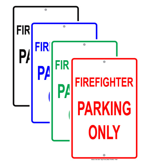 Firefighter Parking Only Rescue Squad Emergency Reserved Parking Aluminum Metal Sign Plate