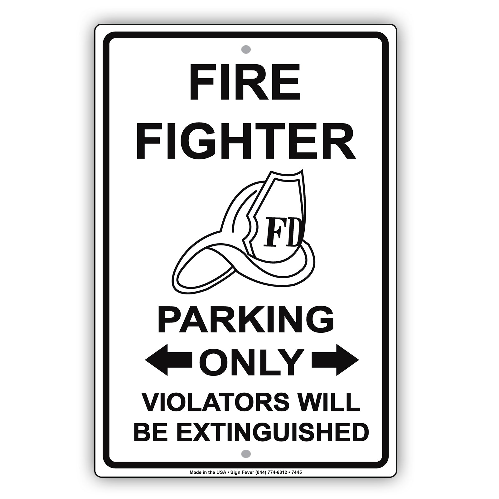 Firefighter Parking Only Violators Will Be Extinguished Emergency Reserved Parking Aluminum Metal Sign Plate