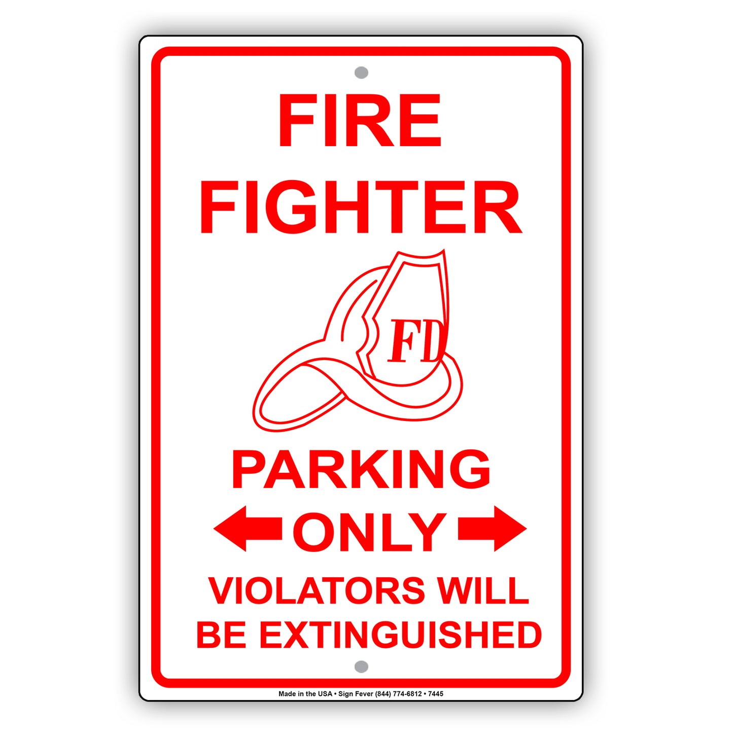 Firefighter Parking Only Violators Will Be Extinguished Emergency Reserved Parking Aluminum Metal Sign Plate