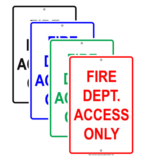 Fire Dept. Access Only Rescue Squad Emergency Reserved Parking Aluminum Metal Sign Plate