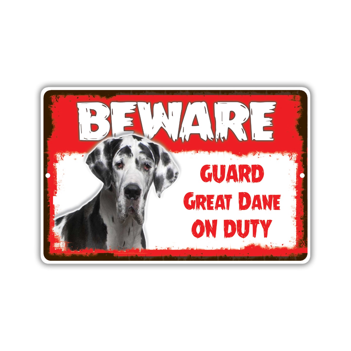Beware! Guard Great Dane On Duty Dog Sign