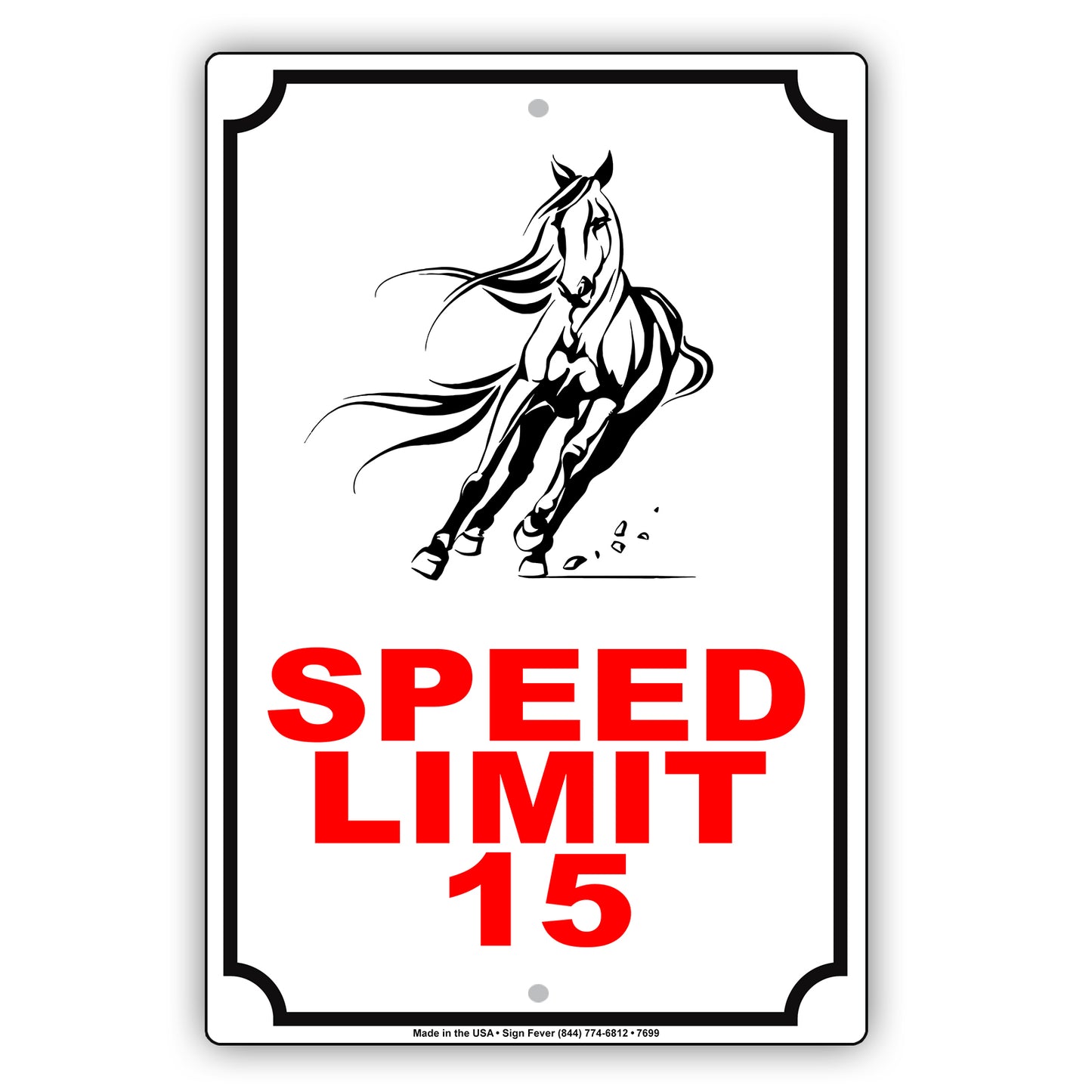 Speed Limit 15 Horse Road Traffic Aluminum Metal Sign Plate