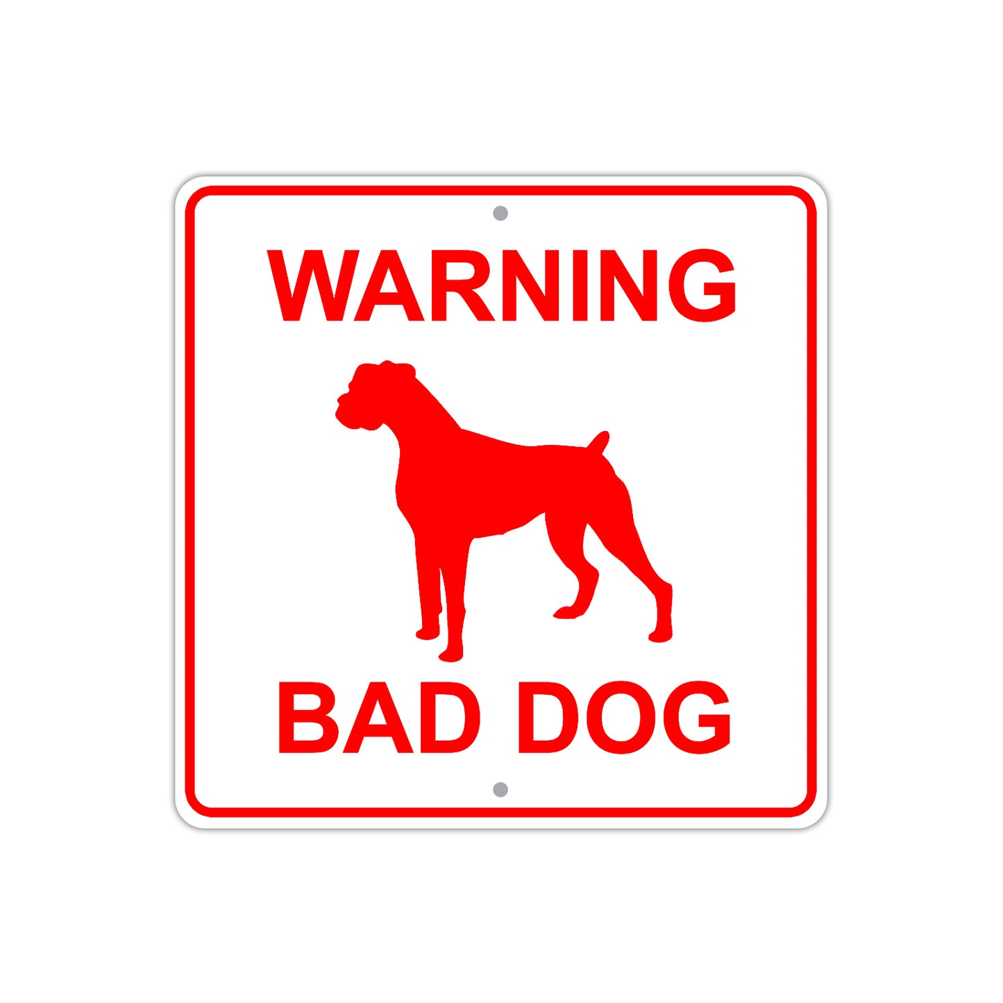 Warning Bad Dog Square Aluminum Metal Sign Plate