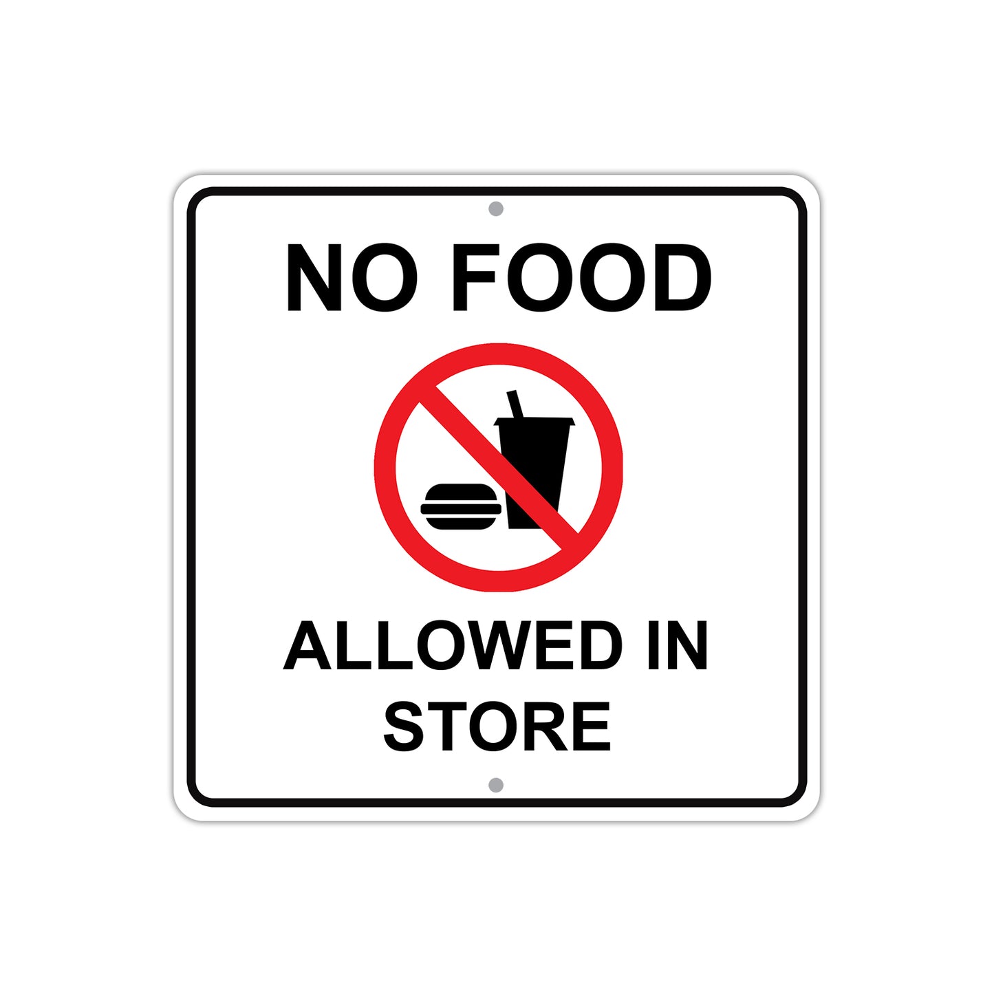 No Food Allowed In Store with Symbol Business Policy Aluminum Metal Sign Plate