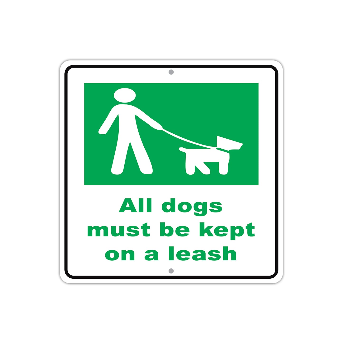 All Dogs Must Be Kept On A Leash Symbol Aluminum Metal Sign Plate