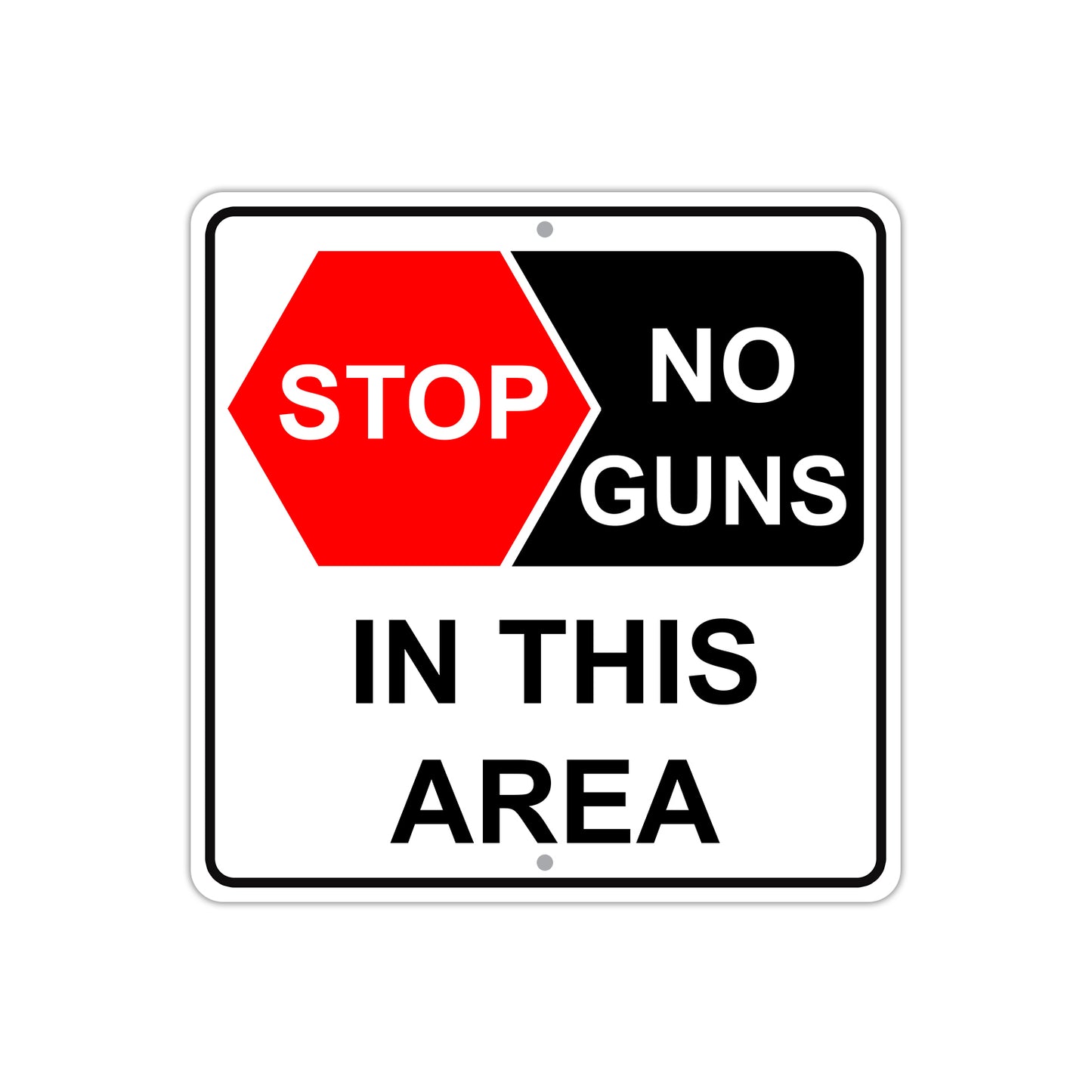 Stop No Guns In This Area Aluminum Metal Sign Plate