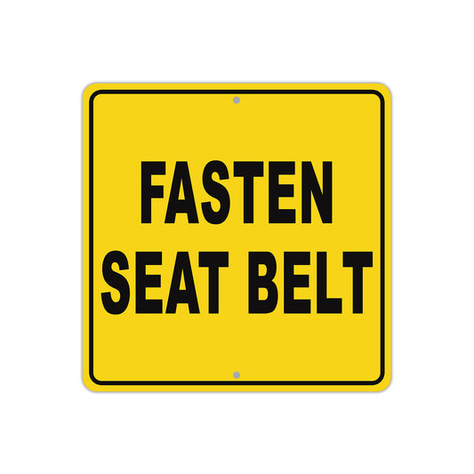 Fasten Seat Belt Safety Warning Aluminum Metal Sign Plate