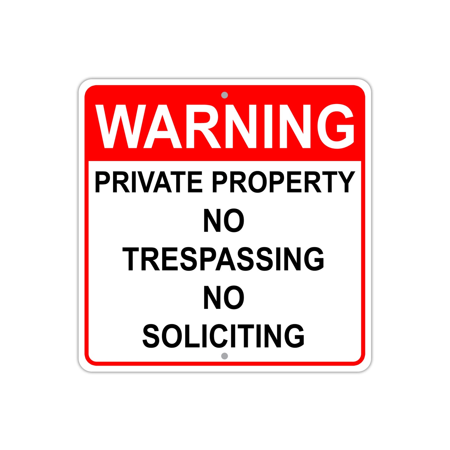 Warning Private Property No Trespassing No Soliciting Aluminum Metal Sign Plate