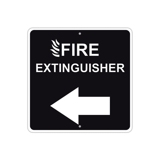 Fire Entinguisher with Left Arrow Caution Aluminum Metal Sign Plate