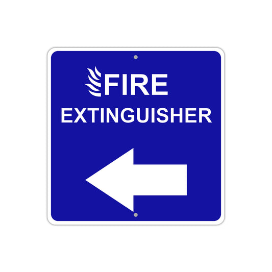 Fire Entinguisher with Left Arrow Caution Aluminum Metal Sign Plate