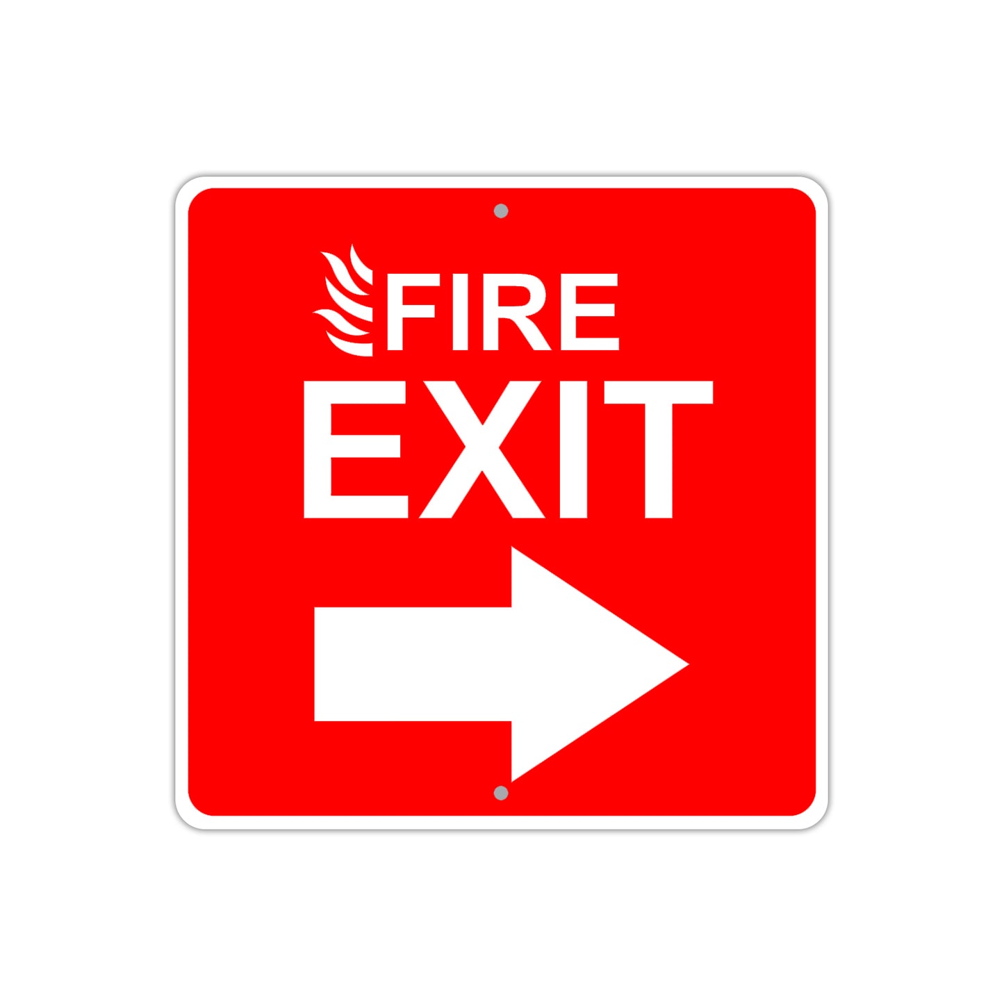 Fire Exit with Right Arrow Caution Aluminum Metal Sign Plate
