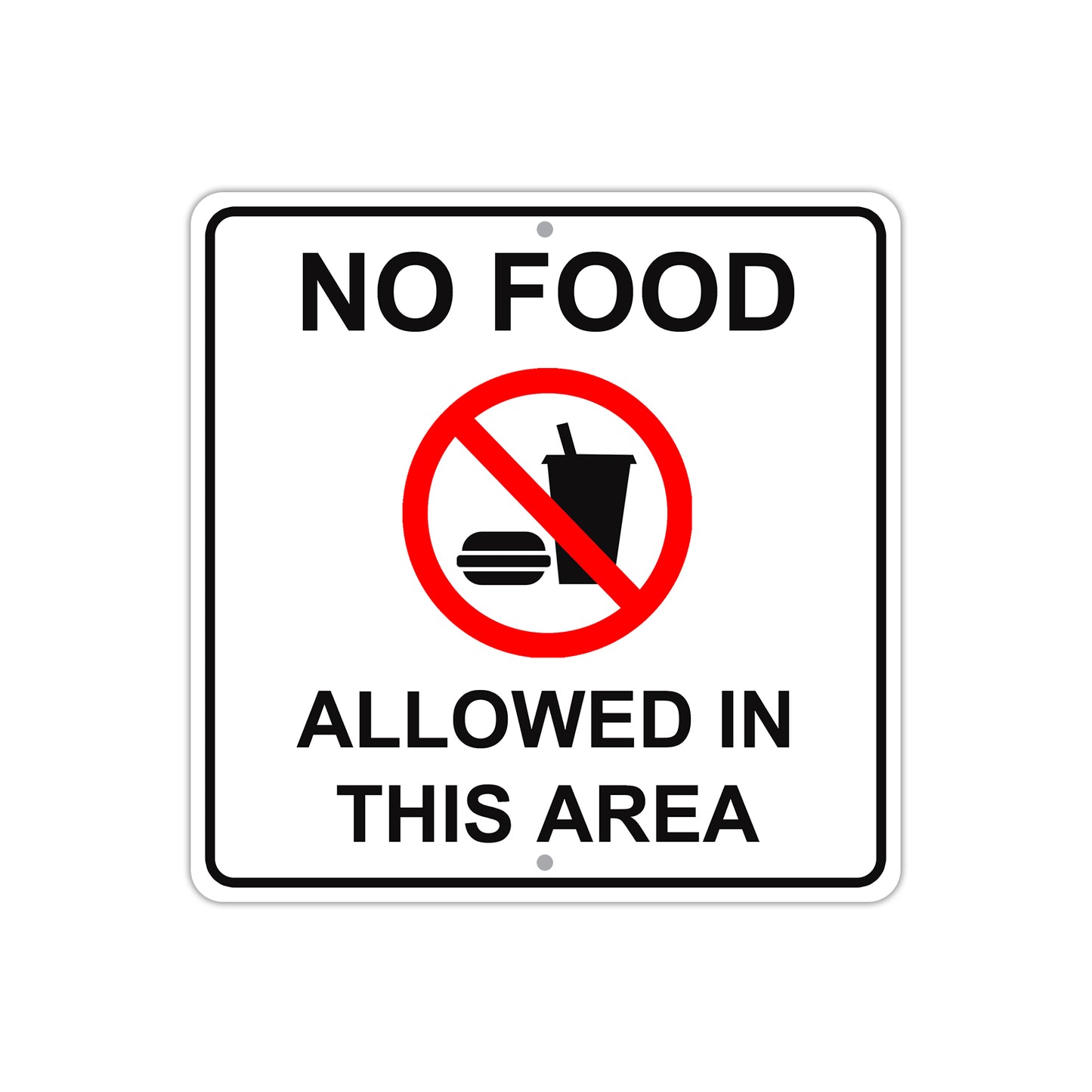 No Food Allowed In This Area Caution Aluminum Metal Sign Plate
