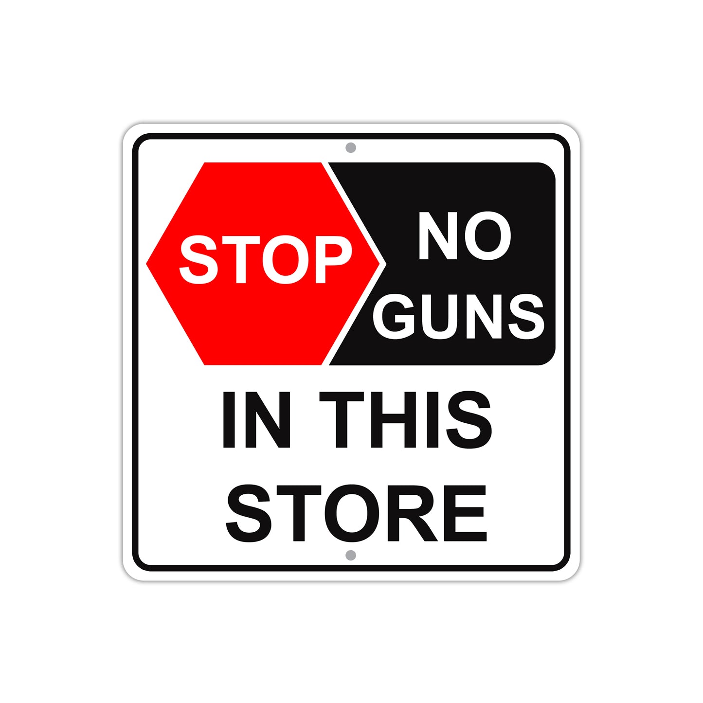 Stop No Guns in this Store Allowed Caution Aluminum Metal Sign Plate
