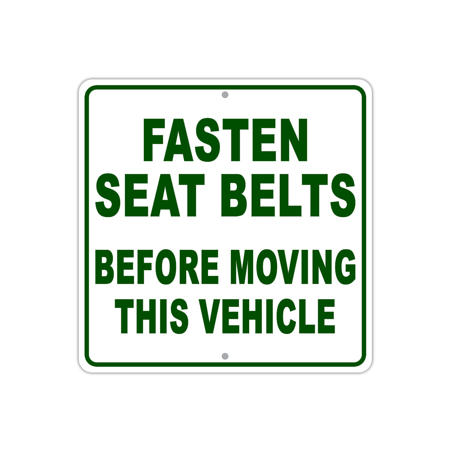 Fasten Seat Belts Before Moving This Vehilce Aluminum Metal Sign Plate