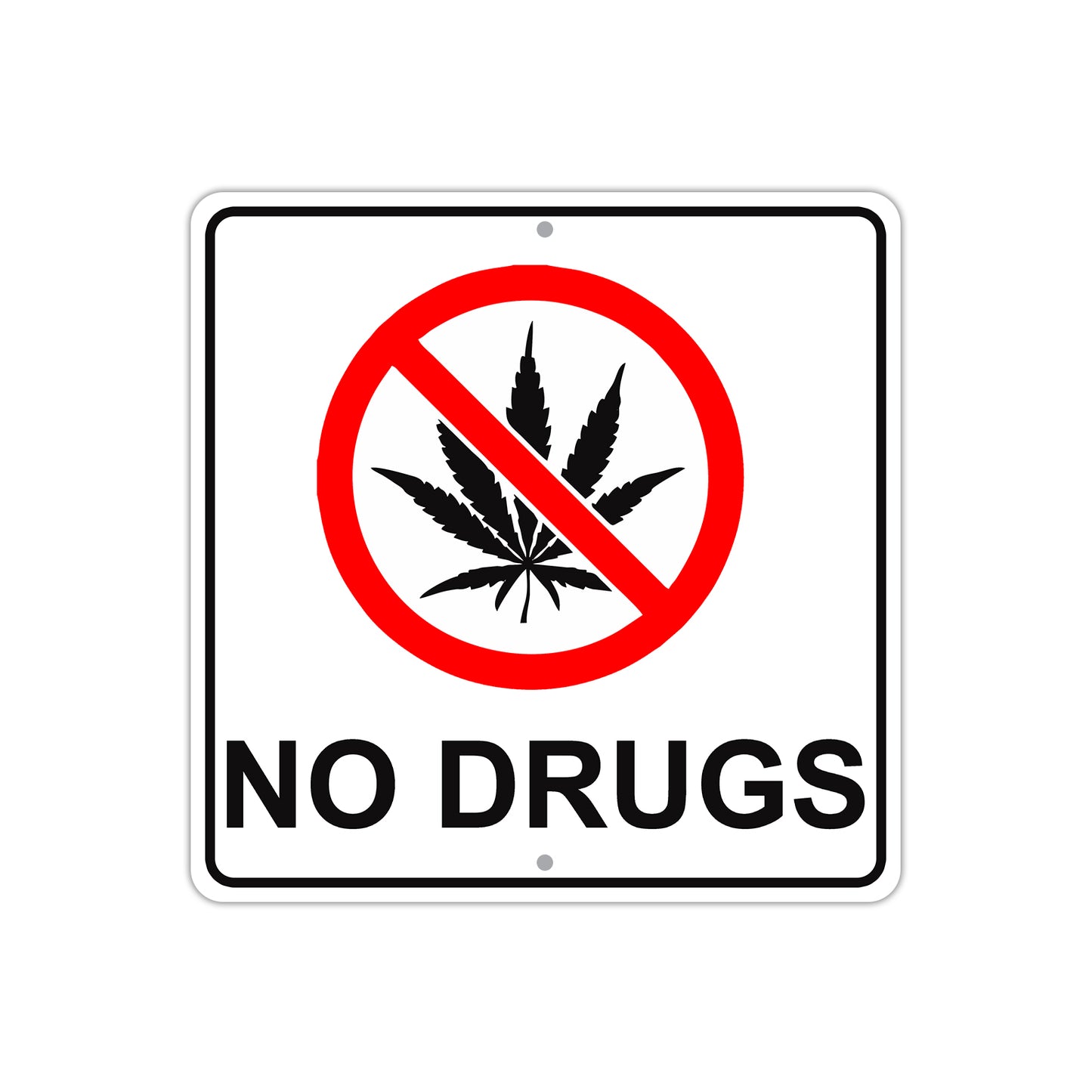 Warning No Drugs Allowed Cannabis Cocaine Aluminum Metal Sign Plate