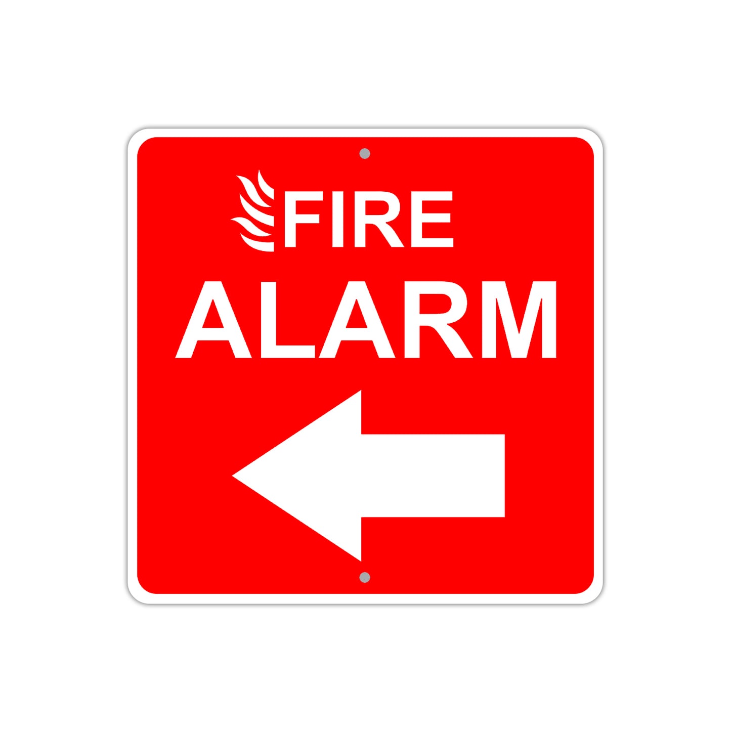 Fire Alarm with Left Arrow Caution Aluminum Metal Sign Plate