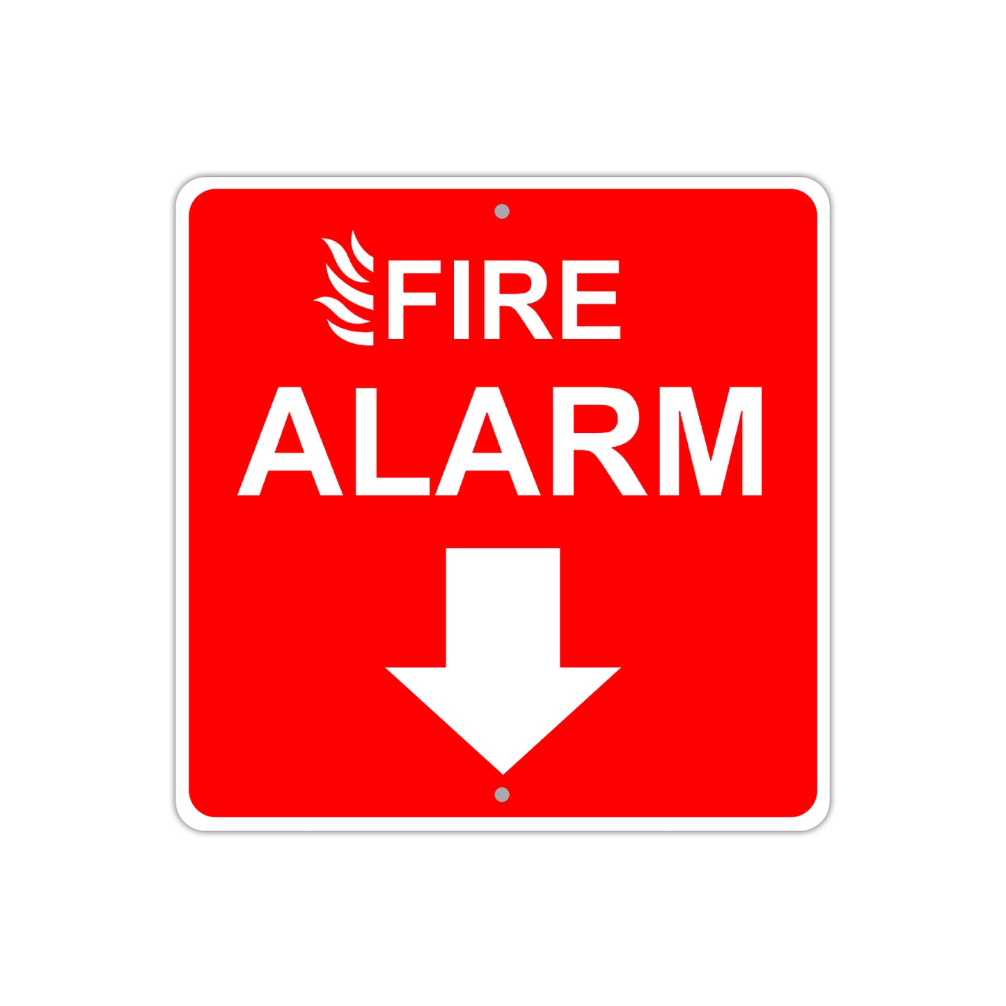 Fire Alarm with Down Arrow Caution Aluminum Metal Sign Plate