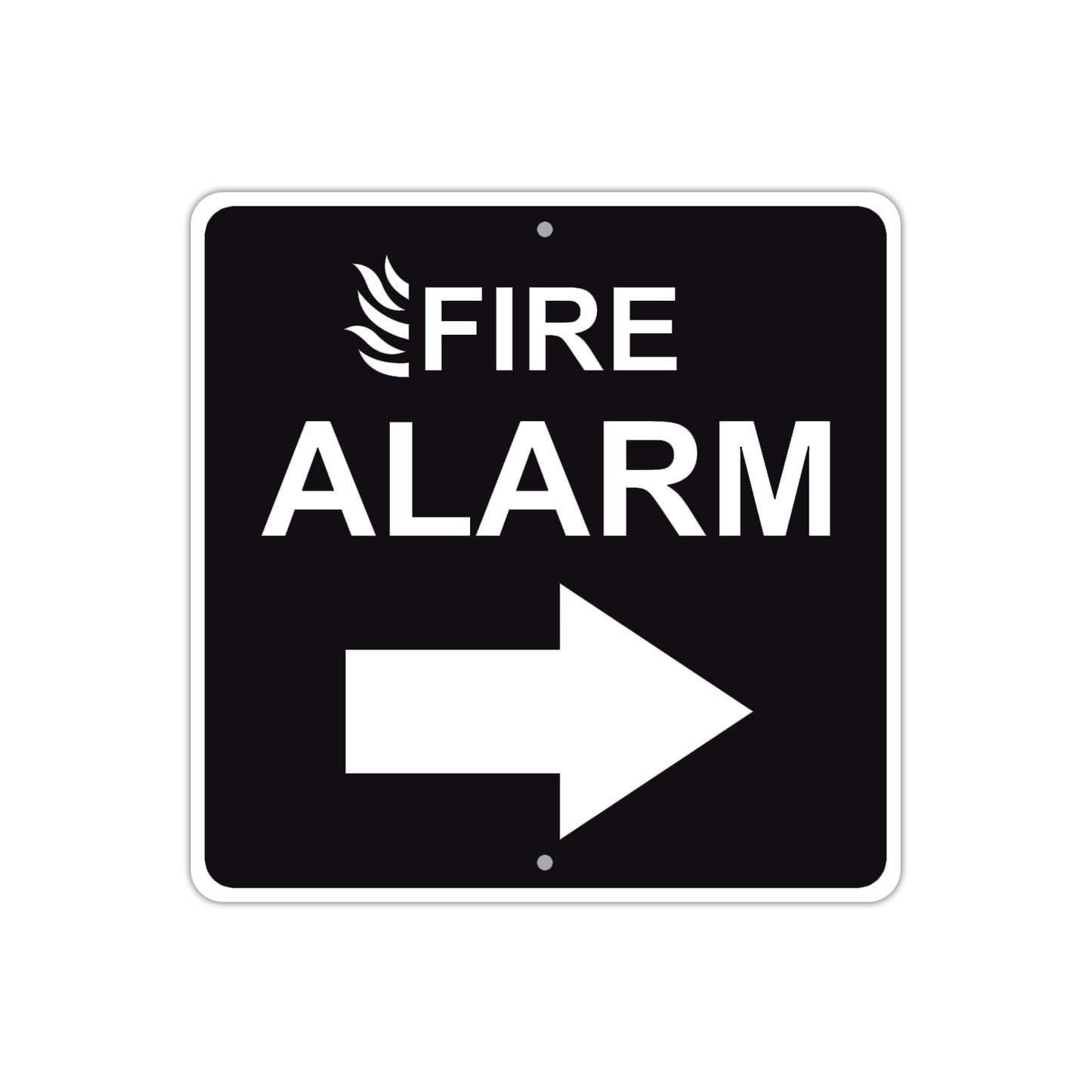 Fire Alarm with Right Arrow Caution Aluminum Metal Sign Plate