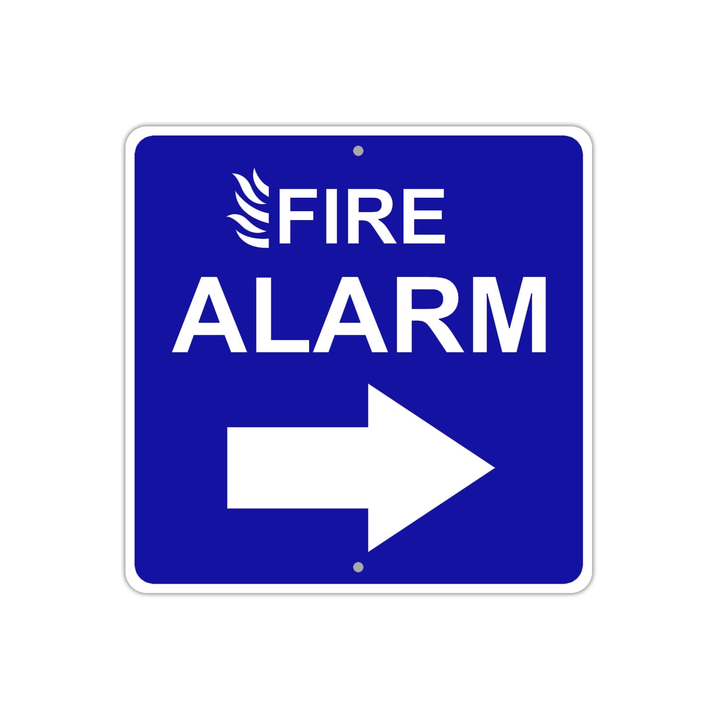 Fire Alarm with Right Arrow Caution Aluminum Metal Sign Plate