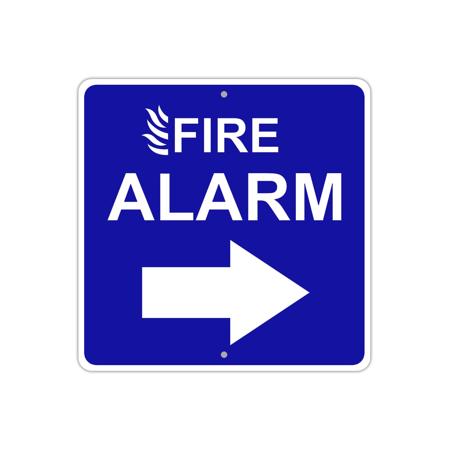 Fire Alarm with Right Arrow Caution Aluminum Metal Sign Plate