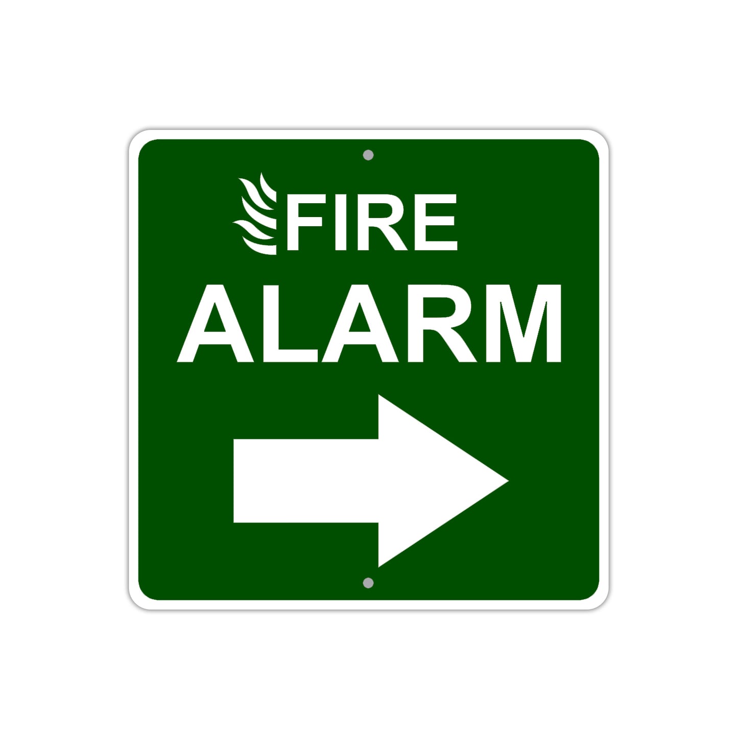Fire Alarm with Right Arrow Caution Aluminum Metal Sign Plate