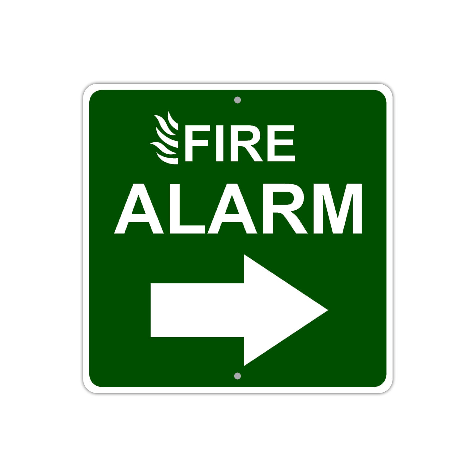 Fire Alarm with Right Arrow Caution Aluminum Metal Sign Plate