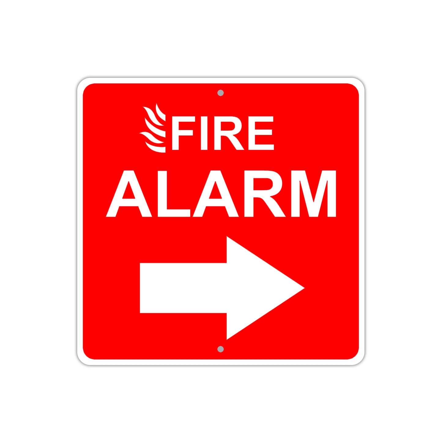 Fire Alarm with Right Arrow Caution Aluminum Metal Sign Plate