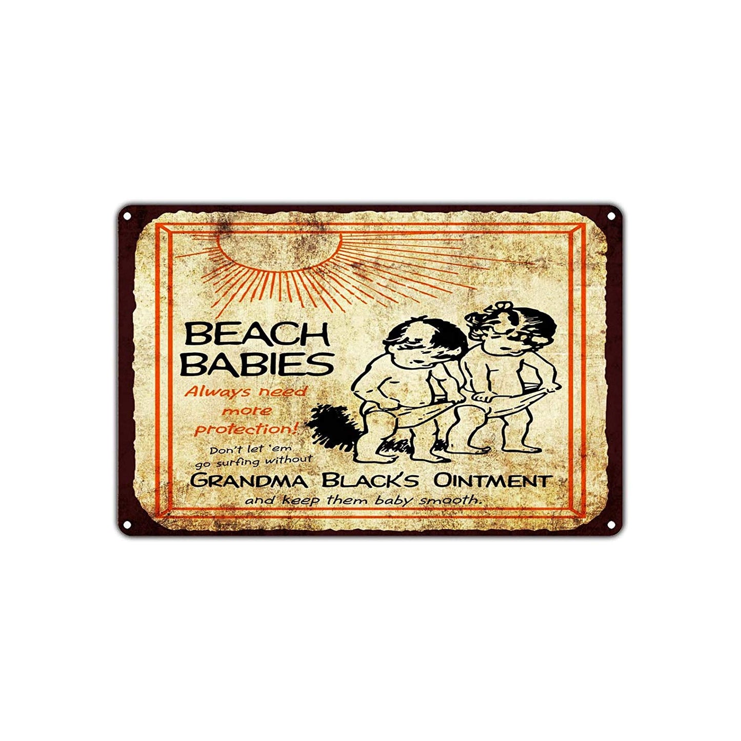 Beach Babies Need More Protection Grandma Black's Ointment Child Vintage Retro Aluminum
