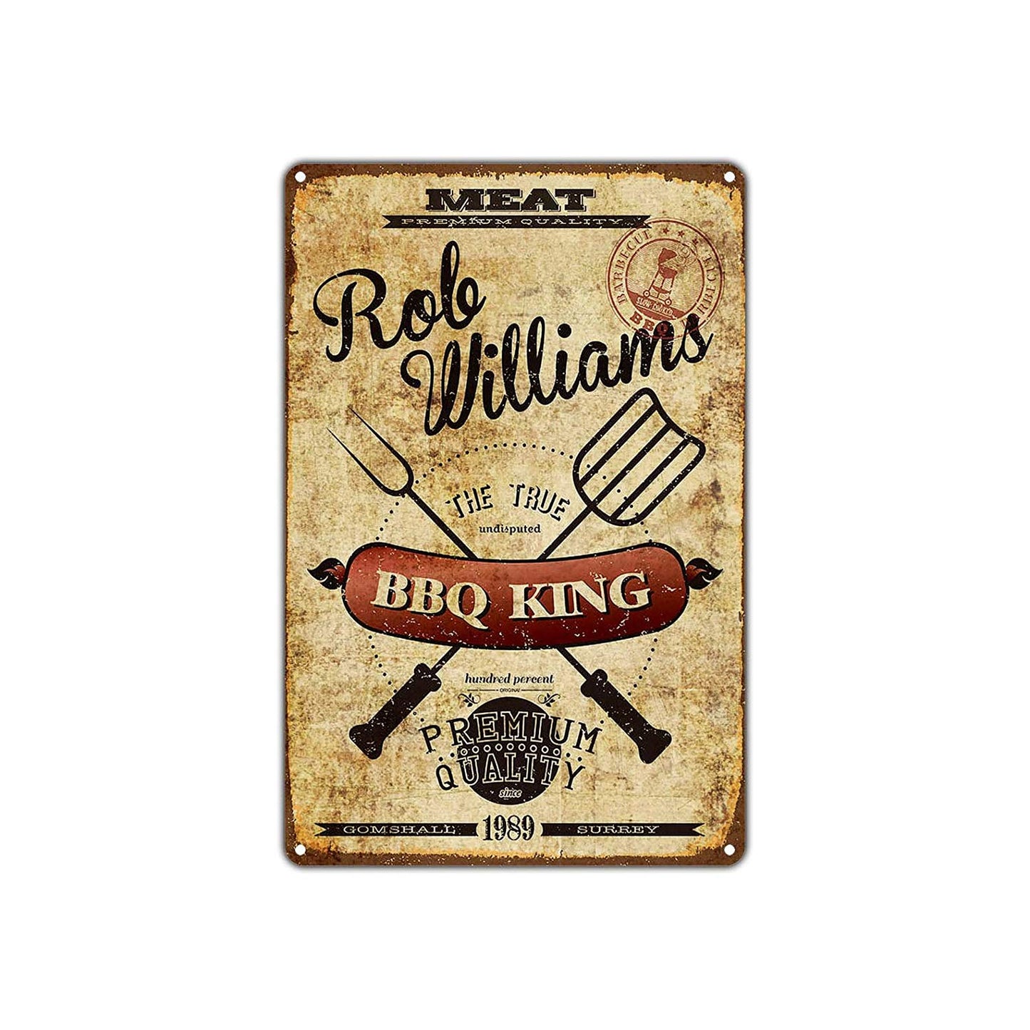 Role Williams The True Bbq King Premium Quality Since 1989 Restaurant Vintage Retro Aluminum
