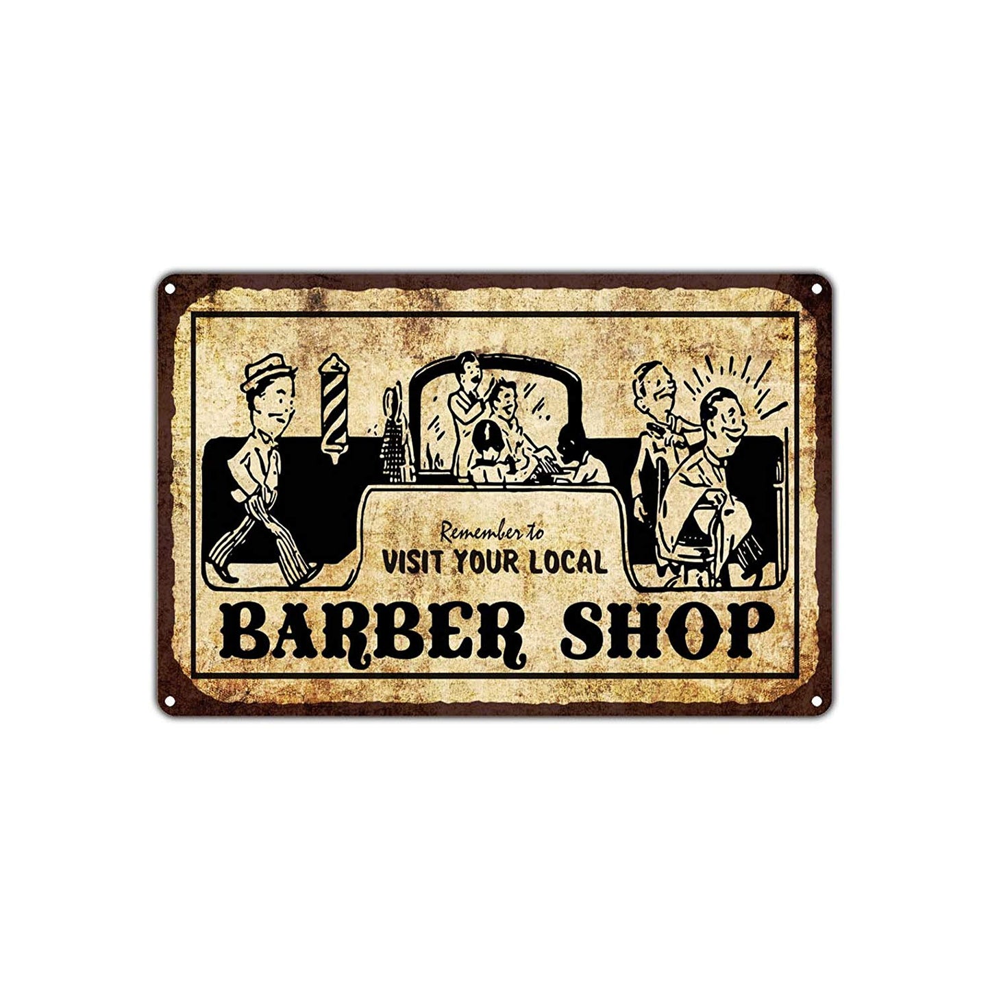 Remember To Visit Your Local Barber Shop Vintage Retro Wall Decor Art Shop Man Cave Bar Aluminum