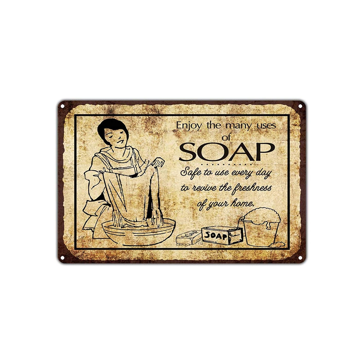 Enjoy Many Uses of Soap Safe To Use Everyday Vintage Retro Wall Decor Art Shop Bar Garage Aluminum