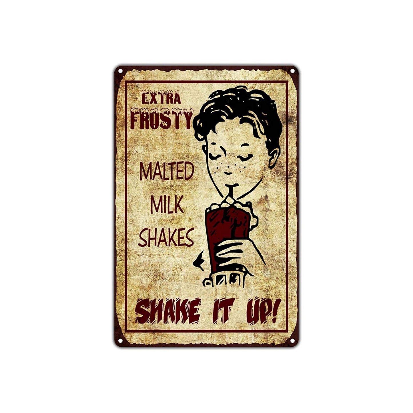 Extra Frosty Malted Milk Shakes Shake It Up! Vintage Retro Wall Decor Art Shop Man Cave Aluminum