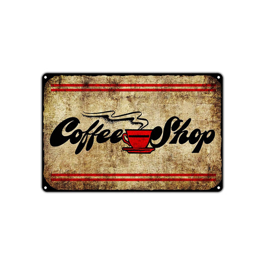 Coffee Shop Café Restaurant Vintage Retro Wall Decor Art Shop Man Cave Bar Garage Aluminum