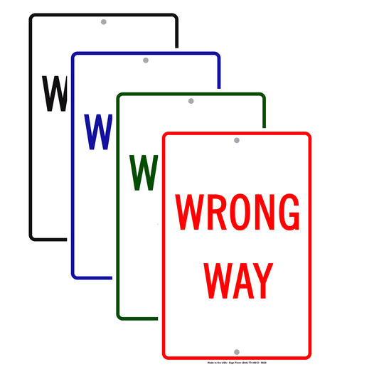 Wrong Way Do Not Drive Or Enter Restriction Strictly Prohibited Aluminum Metal Sign Plate