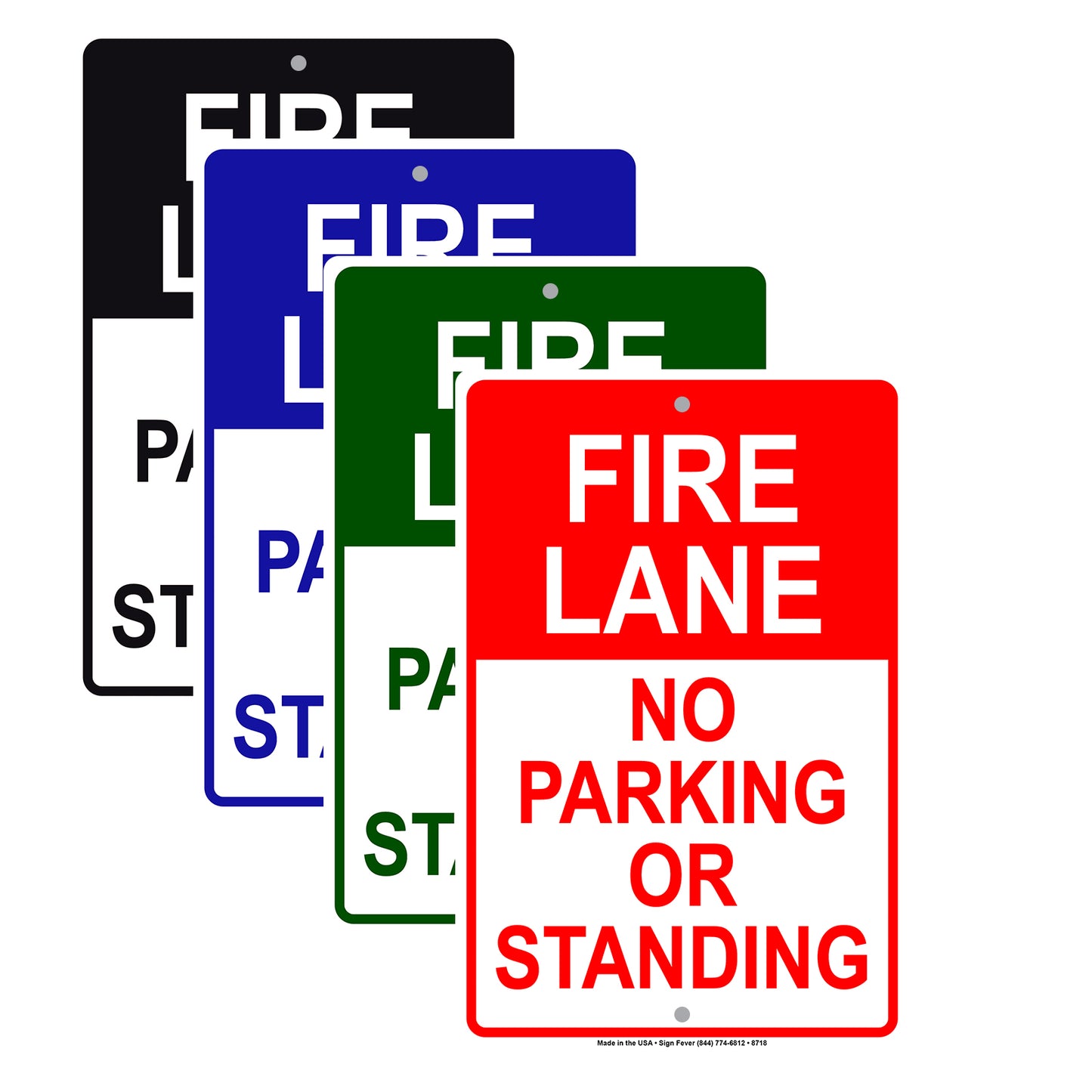 Fire Lane No Parking Or Standing Aluminum Metal Sign Plate